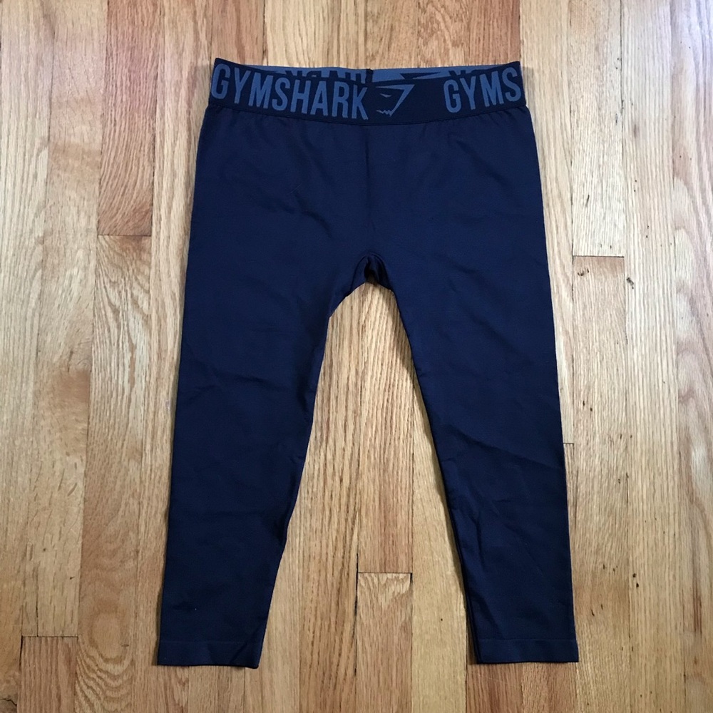 Gymshark Black Athletic Leggings Logo Waistband Crop Small